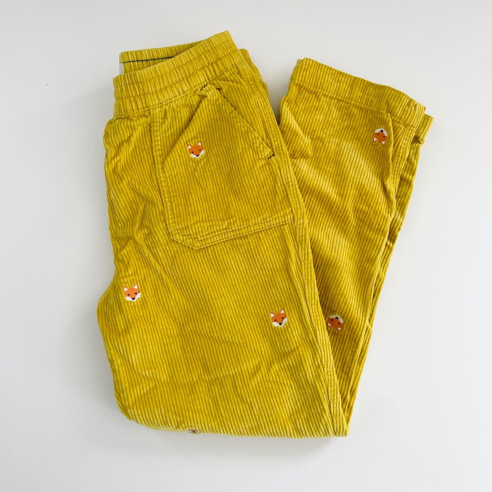 Boden corduroy pants with embroidered fox detail